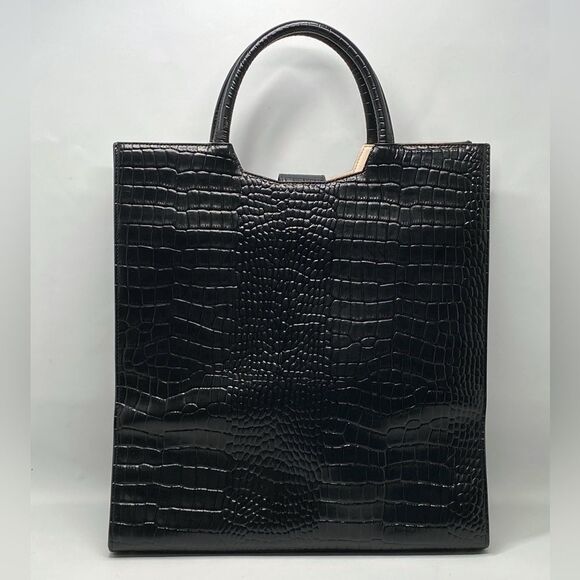 Mac Duggal Croco Leather Buckle Detail Maxi Tote Bag - Picture 6 of 12